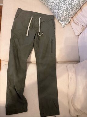 Vuori Olive Drawstring Track Pants with Zipper Pocket
